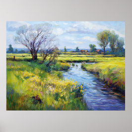 Ruhiger Sommerstrom in Havelland Landschaft Poster