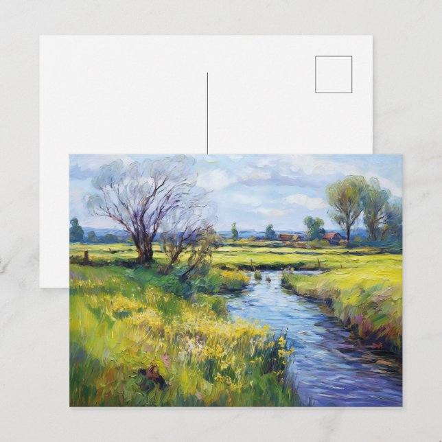Ruhiger Sommerstrom in Havelland Landschaft Postkarte (Vorne/Hinten)