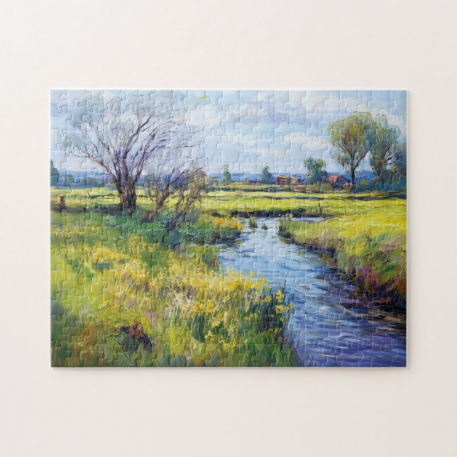 Ruhiger Sommerstrom in Havelland Landschaft Puzzle (Horizontal)