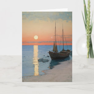 Ruhiger Sonnenuntergang über dem Meer in Wasserfar Karte