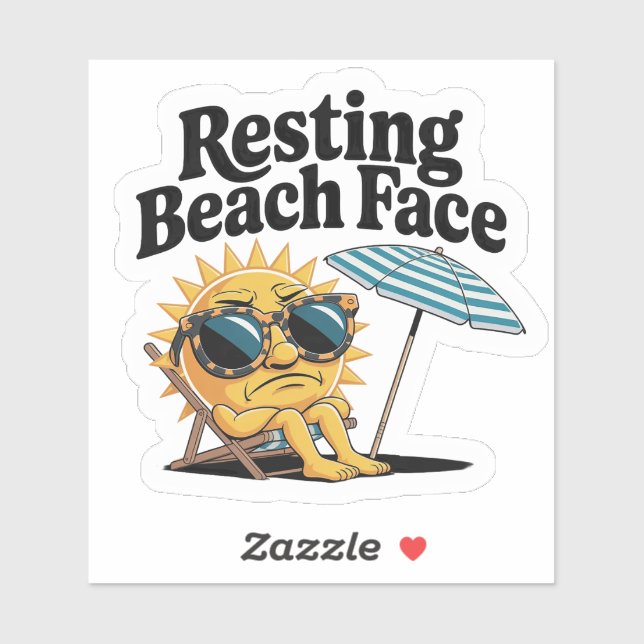 Ruhiger Strand Gesicht Funny Summer Vacation Aufkleber (Blatt)