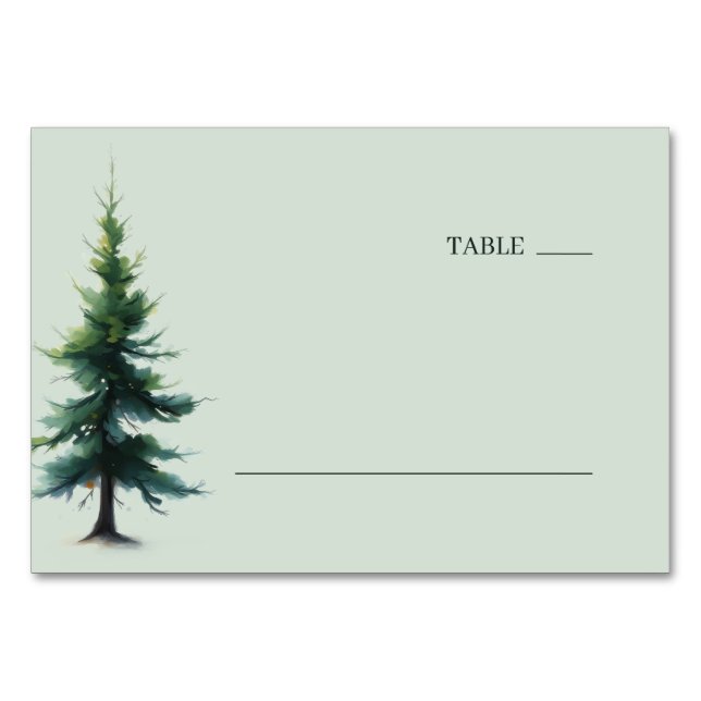 Ruhiger Türkis-Aquarell-Kieferbaum Tischnummer (Vorderseite)