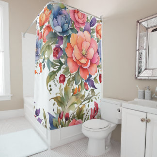 Ruhiges Aquarell-Blumenmuster-Design Duschvorhang