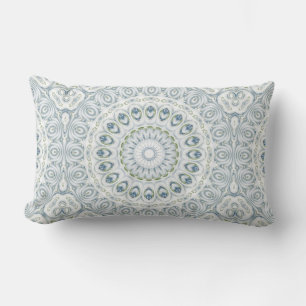 Ruhiges Blau- und Grün-Mandala-Musterdesign Lendenkissen