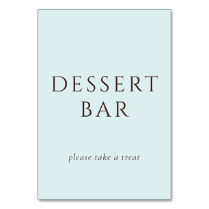 Ruhiges blaues minimalistisches Dessertbar-Schild Tischnummer