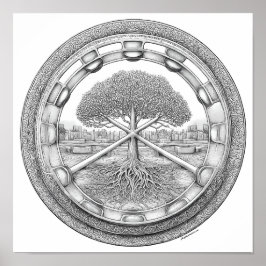 Ruhiges botanisches Mandala: Hydroponische Helix Poster