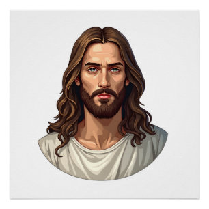 Ruhiges Christus-Porträt Vintage-Stich-Shirt 2 Poster