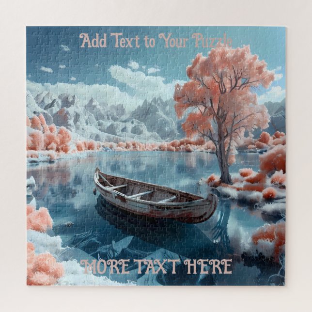 Ruhiges Fischerboot auf dem Fuji-Berg Puzzle (Vertikal)