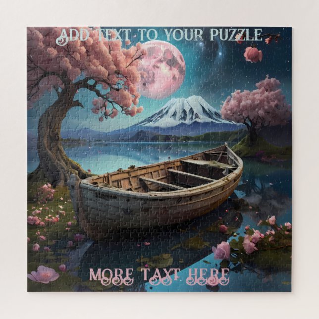 Ruhiges Fischerboot auf dem Fuji-Berg Puzzle (Vertikal)