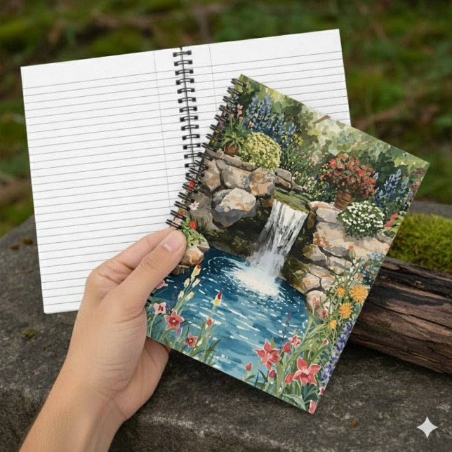 Ruhiges Gartenwasserfall-Spiralnotizbuch Notizbuch (Von Creator hochgeladen)