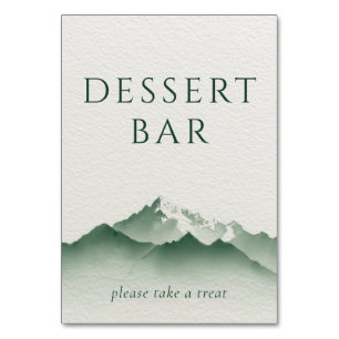 Ruhiges grünes Aquarell Dessert Bar Schild Tischnummer