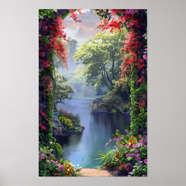 Ruhiges japanisches Garden Archway Poster (Vorne)