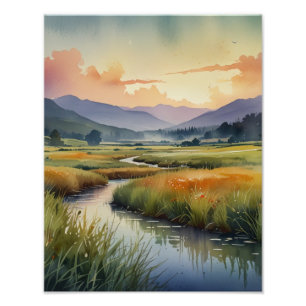 Ruhiges Landposter mit Fluss Fotodruck