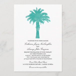 Ruhiges Palme-Aquarell Wedding   Einladung