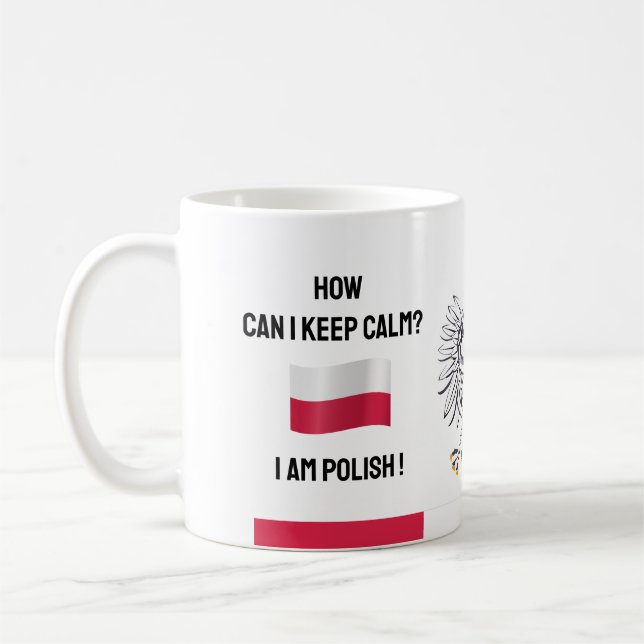 Ruhiges Polen und Witziger Text, polnische Flagge  Kaffeetasse (Links)