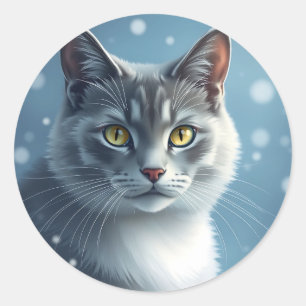 Ruhiges russisches blaues Portrait mit Soft Blues Runder Aufkleber