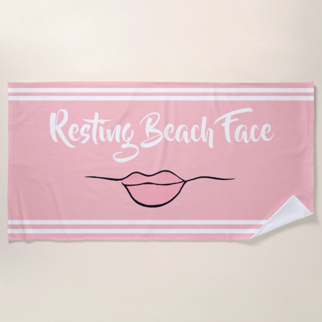 Ruhiges Strandgesicht "Lips" Pink Beach Handtuch (Vorderseite)