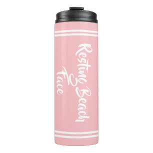 Ruhiges Strandgesicht rosa Thermosbecher