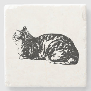 Ruhiges Tabby, kleine Pause Steinuntersetzer