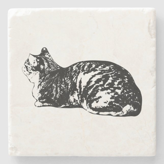 Ruhiges Tabby, kleine Pause Steinuntersetzer (Vorderseite)