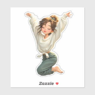 Ruhiges Tagtraum-Mädchen – Premium-Kunststicker Aufkleber