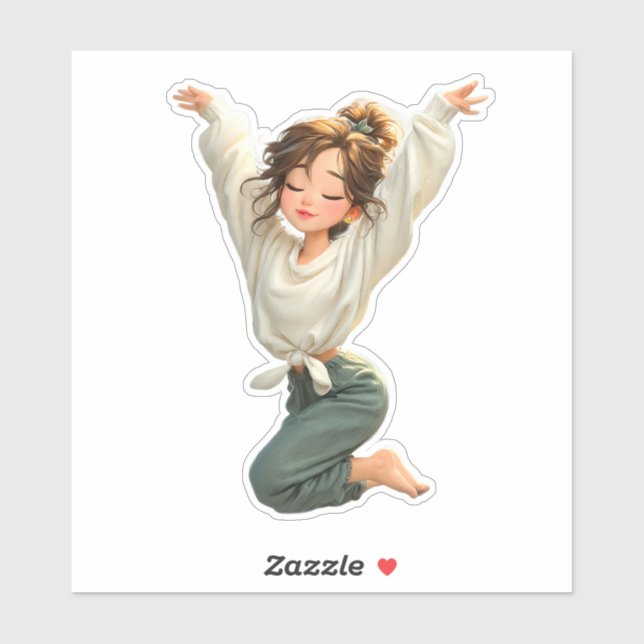 Ruhiges Tagtraum-Mädchen – Premium-Kunststicker Aufkleber (Blatt)