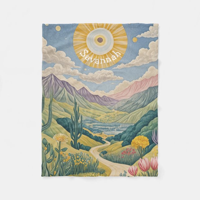 Ruhiges Tal: Pastelllandschaft Fleecedecke (Vorderseite)