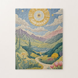 Ruhiges Tal: Pastelllandschaft Puzzle