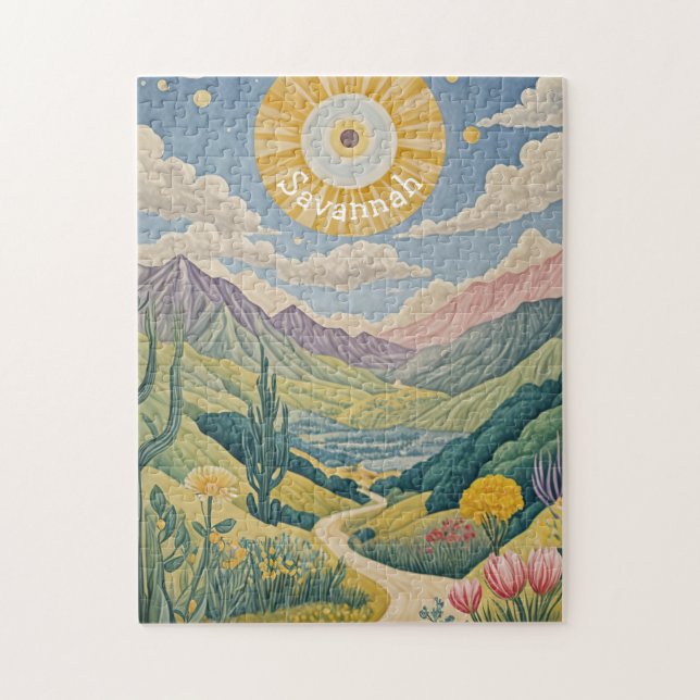 Ruhiges Tal: Pastelllandschaft Puzzle (Vertikal)