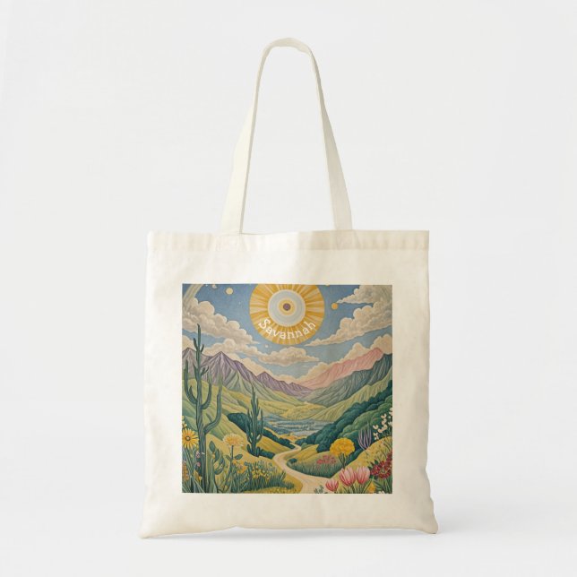 Ruhiges Tal: Pastelllandschaft Tragetasche (Vorne)