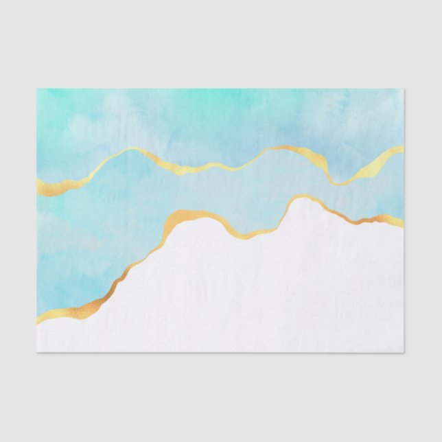 Ruhiges tropisches grünes Blau mit goldenen Grenze Seidenpapier (Vorderseite)