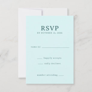 Ruhiges Türkis Minimalist RSVP Karte