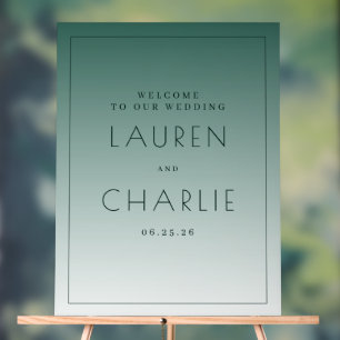 Ruhiges Türkis-Verlaufs-Hochzeitsschild Acrylschild