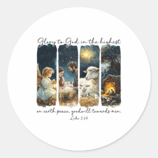 Ruhm an Gott in der höchsten - Weihnachtskrippe G Runder Aufkleber