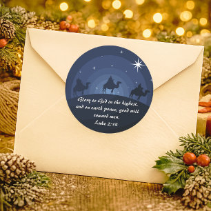 Ruhm an Gott Luke 2:14 Weihnachten Wisemen Star Runder Aufkleber