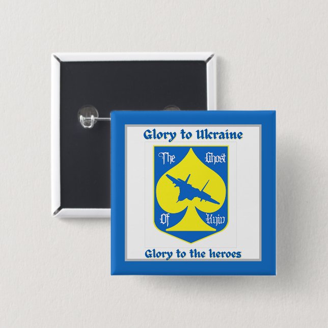 Ruhm den Helden der Ukraine-Kampf-As  Button (Vorne & Hinten)