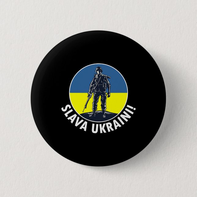 Ruhm der Ukraine Mit den Farben der Ukraine-Flagge Button (Vorderseite)