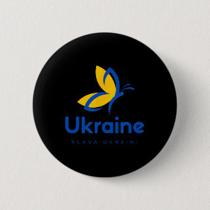 Ruhm der Ukraine Schmetterling Ukrainische Flagge Button