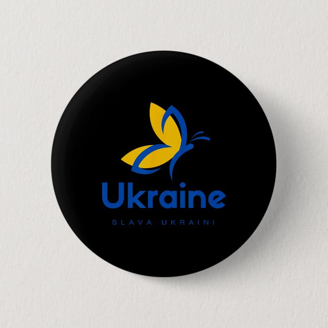 Ruhm der Ukraine Schmetterling Ukrainische Flagge  Button (Vorderseite)
