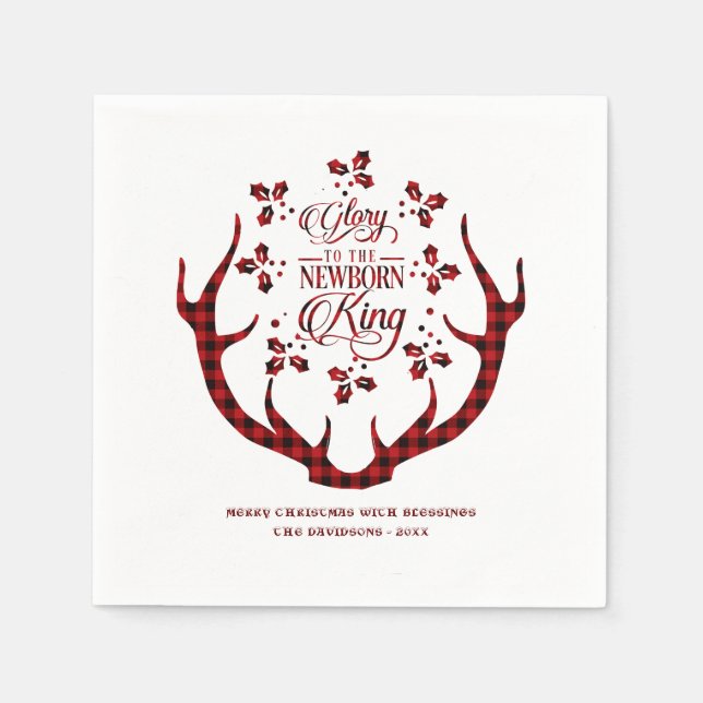 Ruhm für das neugeborene King Red Buffalo Weihnach Serviette (Vorderseite)