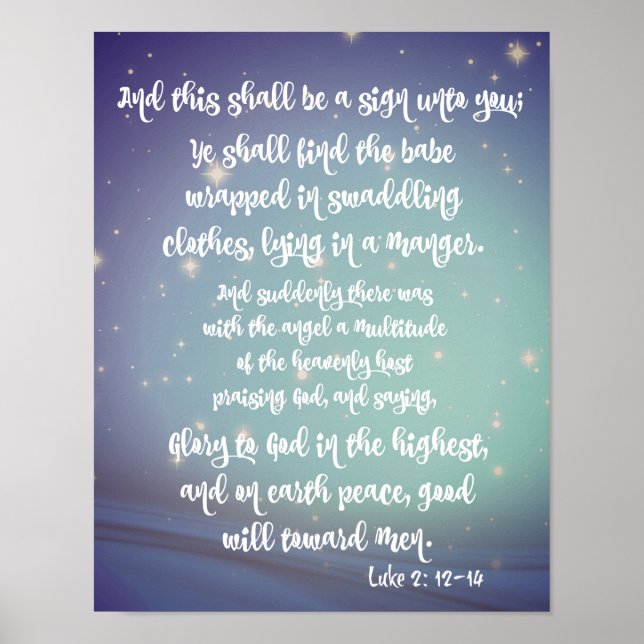 Ruhm zu Gott Luke Bible Verses Weihnachten Poster (Vorne)