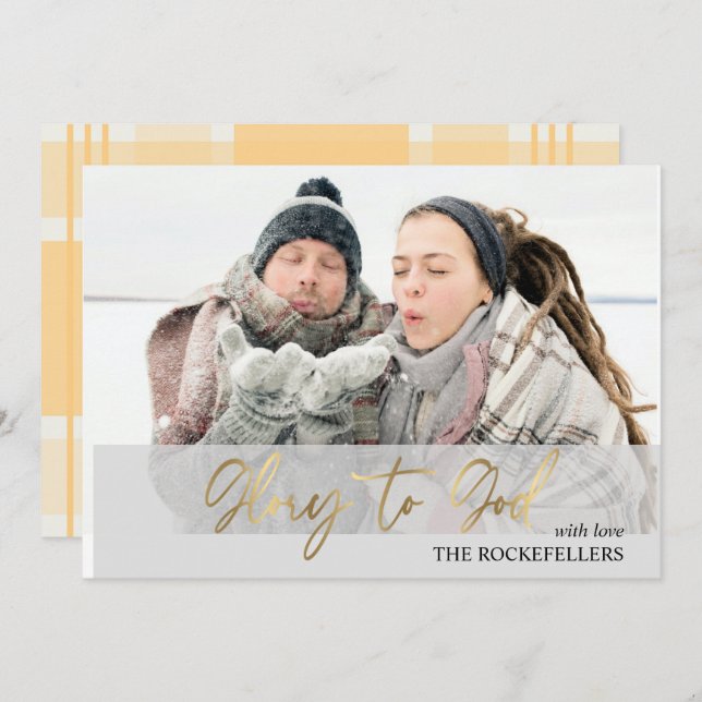 Ruhm zu Gott Script Weihnachten Senard Tartan Foto (Vorne/Hinten)