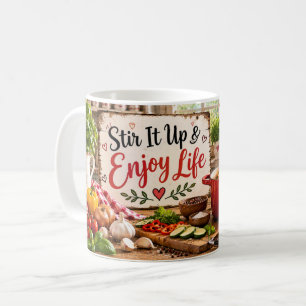 Rühr es um & Genieße das Leben Kochbecher Kaffeetasse
