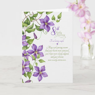 Rührende Clematis zum 8. Hochzeitstag Karte