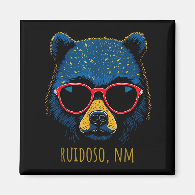Ruidoso New Mexico Bear Wearing Sungles Design  Magnet (Vorne)