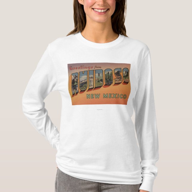 Ruidoso, New Mexiko - große Buchstabe-Szenen T-Shirt (Vorderseite)
