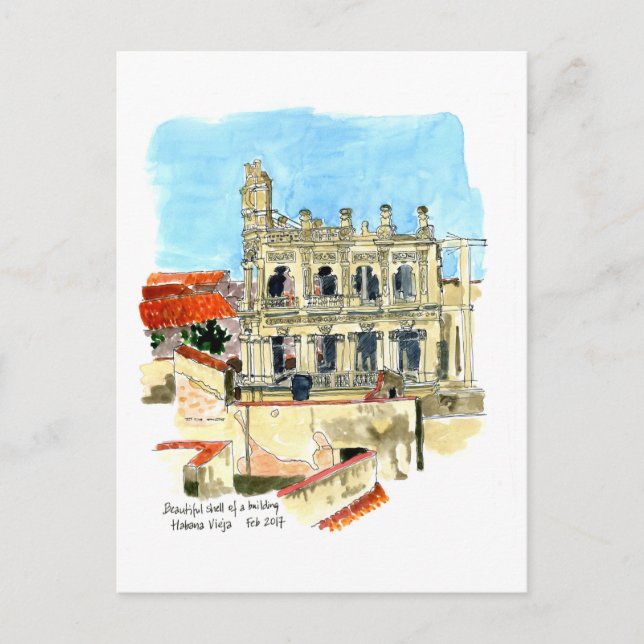 Ruin von Palacio Vienna Hotel, Havanna, Kuba Postkarte (Vorderseite)