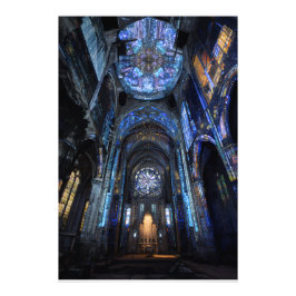 Ruined Cathedral Stained Glass Projection Glow Fotodruck