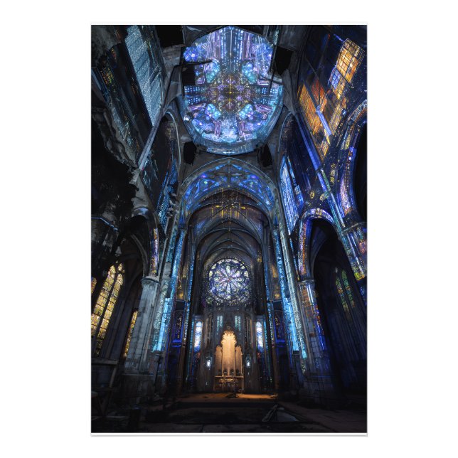 Ruined Cathedral Stained Glass Projection Glow Fotodruck (Vorne)