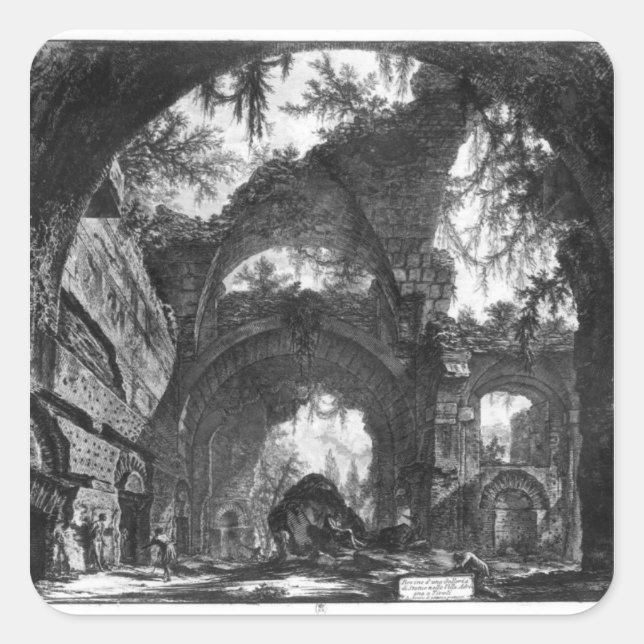 Ruined Gallery of the Villa Adriana at Tivoli Quadratischer Aufkleber (Vorderseite)